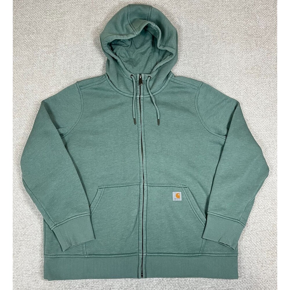 Carhartt Hoodie Women's 1X 16W 18W Green Hooded Sweatshirt Full Zip Workwear